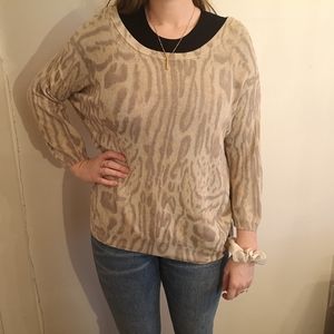 Faded leopard print knit sweater